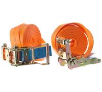 Braun Set de 2 Sangles 2000 Dan, en Une Pièce, pour Les Professionnels et Le Transport Privé. en Deux Parties, Selon DIN en 12195-2, Longueur 6 M, Largeur 35 mm, avec Cliquet