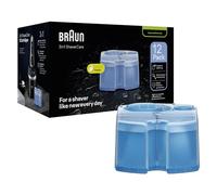 Braun ShaverCare Lot de 12 cartouches de nettoyage 3 en 1 pour station de nettoyage, nettoie le rasoir 10 fois mieux que l'eau, cartouche d'origine, nettoyage hygiénique, élimine les poils et les