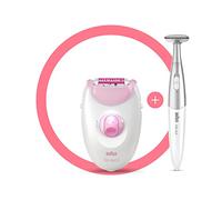 Braun Silk-épil 3 Épilateur Électrique pour Femme - Épilation Durable, 20 Pinces, Lumière Smartlight, Styler Bikini, Modèle 3-321 Blanc et Rose