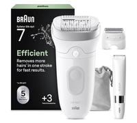 Braun épilateur Silk-épil 7 – tête de rasoir, sabot tondeuse & mini-rasoir corps – blanc/argent G
