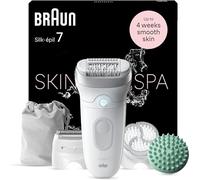 Braun Épilateur Silk-épil 7 SkinSpa 7-081 Tête large, Sabot zones sensibles, Étanche Blanc/Argent