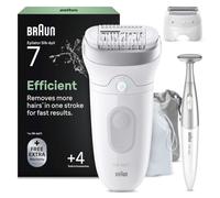 Braun Épilateur Silk-épil 7 SkinSpa 7-081 Tête large, Sabot zones sensibles, Étanche Blanc/Argent