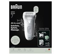 Braun Silk·épil 7 SkinSpa Kit tout-en-un, épilateur avec tête large pour une épilation facile, peau sèche et humide, lisse et durable, comprend un tampon de massage, une tête de rasoir et un peigne de