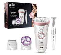 Braun Silk-épil 9 Depilatore Donna, Epilatore Elettrico Donna con Testina Radente e Rifinitore, Cappuccio Massaggiante, Idea Regalo, 9-980 Bianco e Rosa