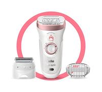 Braun Silk-épil 9, Depilatore Donna, Epilatore Elettrico Donna Per Una Rimozione Duratura Dei Peli, Epilazione Wet & Dry, Rasoio Donna Testina Radente E Pettine Regolatore, 9-730 Bianco e Rosa