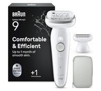 Braun Épilateur Silk-épil 9 (9-041) – Tête pivotante, étanche, tête rasoir – Blanc/Argent