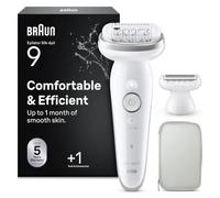 Braun Épilateur Silk-épil 9 (9-041) – Tête pivotante, étanche, tête rasoir – Blanc/Argent