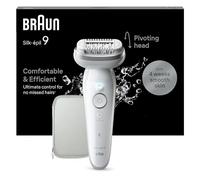 Braun Silk-épil 9, Épilateur Avec Tête Pivotante Pour Épilation Facile, Même Pour Les Zones Sensibles, Appareil De Précision Pour Une Peau Douce Longue Durée, 9-011, Étanche, Blanc/Argent