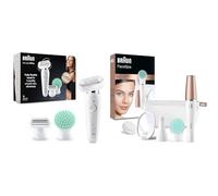 Braun Silk - Épil 9 Flex 9-020 - Épilateur Électrique Femme avec Tête Souple, Blanc/Doré & FaceSpa 851V 3-En-1 Épilateur Électrique Femme Visage et Épilation Blanc/Bronze
