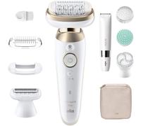 Braun Silk·épil 9 Flex SkinSpa Épilateur pour femme, tout-en-un avec tête flexible à 360° pour une épilation facile, humide et sec, peau lisse longue durée avec tondeuse pour le corps, 9-481 3D, doré