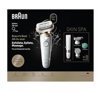 Braun Silk·épil 9 Flex SkinSpa Épilateur pour femme, tout-en-un avec tête flexible à 360° pour une épilation facile, humide et sec, peau lisse longue durée avec tondeuse pour le corps, 9-481 3D, doré
