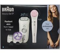 Braun Silk-épil Beauty Set SES 7-895 Set d'épilation pour jambes, corps et visage, blanc/argenté