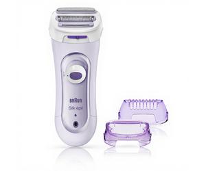 Braun Silk-épil Lady Shaver LS5560 LS S5+, rasoir électrique sans fil 3-en-1, épilateur, tondeuse et exfoliant, lilas