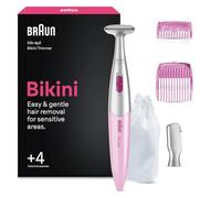 Braun Silk·épil Tondeuse Femme Intime + 4 Accessoires, FG1105, Rose | à Pile, Electrique, Tête de Précision, Convient pour la Tonte des Sourcils, Coffret Epilation du Maillot avec 2 Sabots