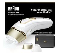 Braun Silk·expert Pro 5, épilateur à lumière pulsée, avec pochette et tête de précision, alternative à l’épilation au laser, Blanc/Doré, PL5140