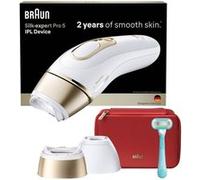 Braun Épilateur IPL Silk·expert Pro 5 PL5221 – 2 têtes – Corps & Visage – Blanc et Or