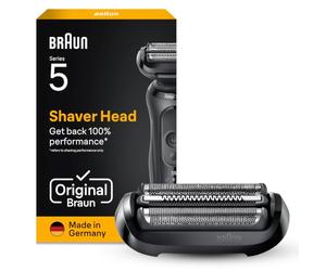 Braun Tête de Rasoir Electrique Homme Series 5 54B Noire | Pièce de Remplacement pour Rasage de Près, 3 Lames Flexibles, Grille de Rechange Compatible avec Générations 50, 51, 52