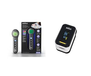 Braun Thermomètre Braun BNT400B sans Contact avec Technologie Age Precision & Oxymètre de pouls 1 de (saturation en oxygène, taux d’oxygène sanguin, précision clinique, dispositif médical certifié)