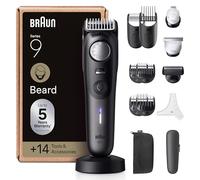Braun Tondeuse À Barbe Series 9, + 14 Outils De Barbier, Mode PowerBoost, Lame ProBlade, 180 Min D'autonomie, Dégradé, 52 Longueurs, Molette De Précision Et Verrouillage, Étanche, BT9565, Titane