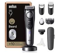 Braun Tondeuse À Barbe Series 9, + 11 Outils De Barbier, Mode PowerBoost, Lame ProBlade, 180 Min D'autonomie, Dégradé, 52 Longueurs, Molette De Précision Et Verrouillage, Étanche, BT9545, Chrome