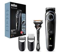 Braun Tondeuse à barbe pour homme série 3 et tondeuse à cheveux avec rasoir Gillette Fusion5 ProGlide, 39 réglages de longueur, prise britannique à 2 broches, BT3240, noir/bleu