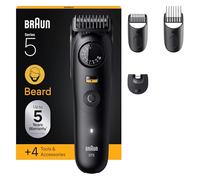 Braun Tondeuse À Barbe Series 5, + 4 Outils Pour Créer Son Style, Lame Ultra-Affûtée, 120 Min D'autonomie, 40 Longueurs, Étanche, Molette De Précision Et Verrouillage, BT5520, Noir