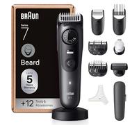 Braun Tondeuse À Barbe Series 7, + 12 Outils de Barbier, Lame ProBlade Affûtée Et Inusable, Jusqu'à 120 Min D'autonomie, 40 Longueurs, Étanche, Molette De Précision Et Verrouillage, BT7545, Gris