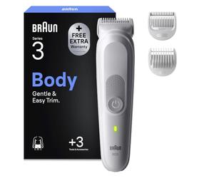 Braun Tondeuse corporelle Série 3, + 3 ustensiles de soins, avec technologie SkinGuard, durée de fonctionnement de 80 minutes, doux pour les zones sensibles, entretien et coupe, imperméable, BG3530