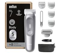 Braun Tondeuse Pour Le Corps Series 7, + 8 Outils De Rasage, Smartlight, Protection De La Peau, Autonomie de 100 Min, Tondre Et Raser Avec SmoothShave Et SensitiveTrim, Étanche, BG7555, Gris
