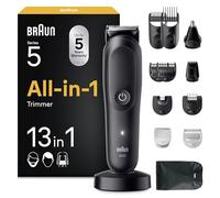 Braun Tondeuse Electrique Tout-En-Un Pour Hommes Series 5 AIO5565 Noir, etanche, Kit De Rasage 13-En-1 Avec Lame Ultra Affûtée, Coffret Avec 8 Sabots Pour Les Cheveux, La Barbe, Le Nez et Le Corps