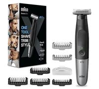 Braun Tondeuse Électrique Pour Hommes Series X, Hybride Pour Le Visage Et Corps, Entretien Simple De La Barbe Avec Une Lame 4D Innovante, Avec 6 Peignes Et Sabot Bidirectionnel, Tête Flexible