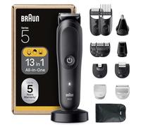 Braun Tondeuse Electrique Tout-En-Un Pour Hommes Series 5 AIO5565 Noir, etanche, Kit De Rasage 13-En-1 Avec Lame Ultra Affûtée, Coffret Avec 8 Sabots Pour Les Cheveux, La Barbe, Le Nez et Le Corps