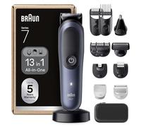 Braun Tondeuse Tout-En-Un Series 7, Kit 13-En-1, Lame ProBlade, Technologie AutoSense, 120 Min D'autonomie, Protection SkinGuard, Barbe En Dégradé, Manche AquaGrip Pratique Sous L'eau, AIO7565, Bleu