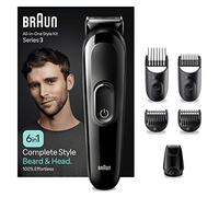 Braun Tondeuse Tout-En-Un Series 3 MGK3420, 6-En-1,Kit Styling Pour Hommes Pour Routine Quotidienne,Pour La Barbe,Les Cheveux&Autres Zones,Avec Lame Ultra-Affûtée, Têtes & Sabots Lavables,Rechargeable