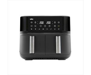 Braun TwinCook 3 TD3030IBK, AirFryer à double bacs, Capacité 8L, Cuisson Séparée, Contrôle de Température Numérique 80-200°, Technologie RealAir, Fonction Sync, 8 Préréglages, 2850W, Noir
