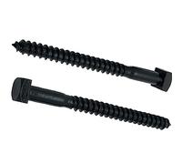 BRAUNY BOY HARDWARE - Vis à bois à tête carrée rustique de 0,6 cm x 7,6 cm - Boulons tire-fonds décoratifs carrés noirs antiques - Revêtement en oxyde noir - ¼ de x 7,6 cm - pour charnières, armoires