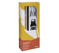 Brause Kit d'apprentissage 145B - plumes 66B, 511B, 513B, porte-plume bois, pinceau, encre de Chine