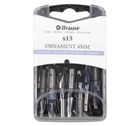Brause 152040B - Plumes de lettering pour porte-plume - Boite 15 Plumes Ornament 4mm - Fabrication Allemande