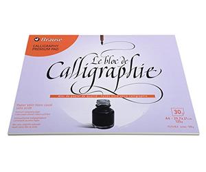 Brause 96437B - Un bloc encollé de calligraphie 30 feuilles vélin blanc cassé 21x29,7 cm 125g