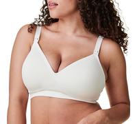 BRAVADO! DESIGNS Soutien-gorge de maternité et d'allaitement durable pour l'allaitement plongeant sans couture décolleté en V Bonnets B à G, Blanc antique - Tissu durable, L