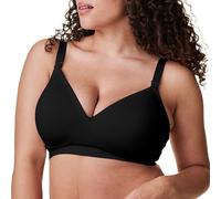 BRAVADO! DESIGNS Soutien-gorge de maternité et d'allaitement durable pour l'allaitement plongeant sans couture décolleté en V Bonnets B à G, Noir - Tissu durable, M