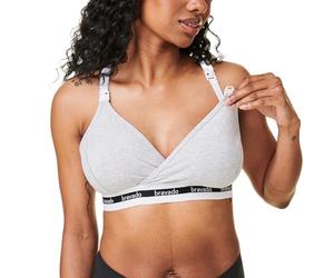 BRAVADO! DESIGNS Soutien-gorge de maternité et d'allaitement durables | Original | Coton bio et mélange de Tencel modal | Sans fil | Bonnet B-D, Dove Heather - Tissu durable, Taille L