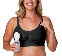 Bravado Designs Soutien-gorge de pompage mains libres et soutien-gorge d'allaitement 2 en 1 sans couture pour maternité et allaitement, Noir - Tissu durable, Taille L
