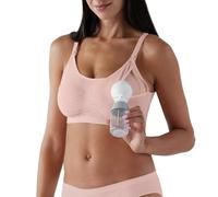 Bravado Designs Soutien-gorge de pompage mains libres et soutien-gorge d'allaitement 2 en 1 sans couture pour maternité et allaitement, Rose tendre - Tissu durable, Small