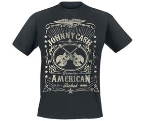 Bravado Johnny Cash American Rebel Homme T-Shirt Manches Courtes Noir 100% Coton Regular/Coupe Standard