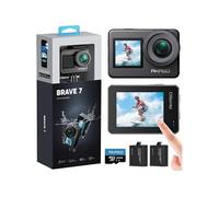 Brave 7 Caméra Sport 4K avec Carte Mémoire de 128Go, IPX 8 Etanche Deux Ecrans Tactile 20MP Camera sous-Marine 40M, EIS 2.0
