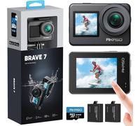 Brave 7 Caméra Sport 4K Avec Carte Mémoire De 64Go-Action Cam Ipx 8 Etanche Deux Écrans Tactile 20Mp Caméra D`Action,Eis 2.0 Grand Angle Zoom Avec Télécommande Et 2 Batteries 1350Mah