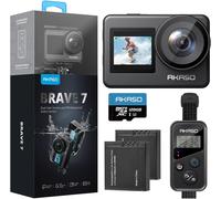 Brave 7 Caméra Sport 4K WiFi avec Carte Mémoire de 128Go, IPX 8 Etanche Deux Écrans Tactile 20MP Caméra d`Action, EIS 2.0 Grand Angle Zoom avec Télécommande et 2 Batteries 1350mAh.[G940]