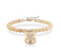 Brave Bear Bracelet en perles de pierre inspirante, bijoux de motivation pour la force et le courage, M, Pas de gemme