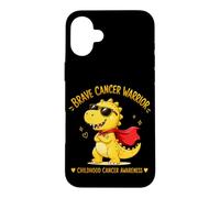 Brave Cancer Warrior Childhood Sensibilisation à l'enfance Dinosaure Mignon Coque pour iPhone 16 Plus